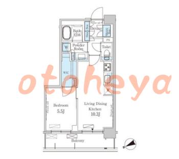 楽器可の賃貸物件 1 LDK 16.6万円の図面１