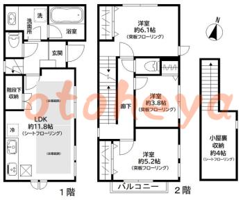 防音室のある楽器可 賃貸物件 3 LDK 30万円の図面１