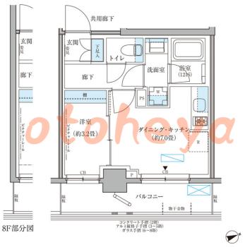 防音室のある楽器可 賃貸物件 1 DK 17.5万円の図面１