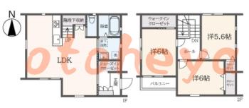 楽器可の賃貸物件 3 LDK 16.5万円の図面１