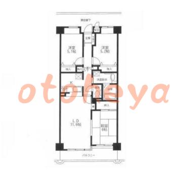 グランドピアノ可の賃貸物件 3 LDK 13.9万円の図面１