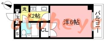 防音室のある楽器可 賃貸物件 1 K 6.8万円の図面１