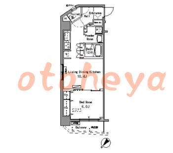 楽器可の賃貸物件 1 DK 15.9万円の図面１