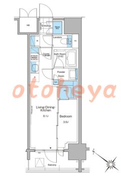 楽器可の賃貸物件 1 LDK 15.9万円の図面１
