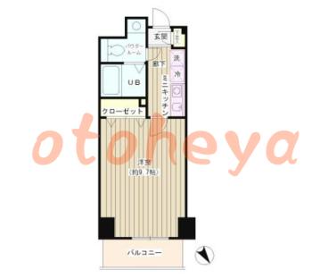 防音室のある楽器可 賃貸物件 1 K 10.4万円の図面１