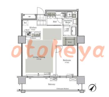 楽器可の賃貸物件 1 LDK 20万円の図面１