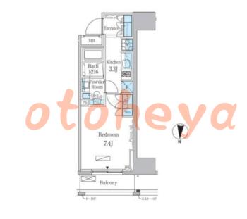 楽器可の賃貸物件 1 K 9.9万円の図面１