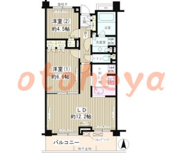 防音室のある楽器可 賃貸物件 2 LDK 19.4万円の図面１
