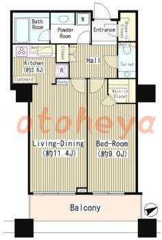 楽器可の賃貸物件 1 LDK 34.7万円の図面１