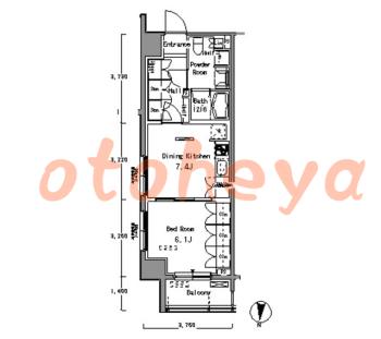 楽器可の賃貸物件 1 DK 13.6万円の図面１