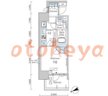 防音室のある楽器可 賃貸物件 1 K 12.6万円の図面１