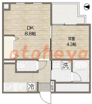 グランドピアノ可の賃貸物件 1 DK 18.4万円の図面１