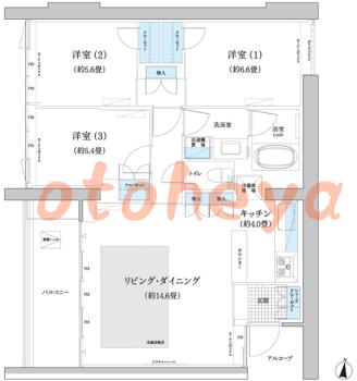 楽器可の賃貸物件 3 LDK 30万円の図面１