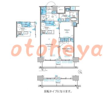 楽器可の賃貸物件 2 LDK 36.3万円の図面１