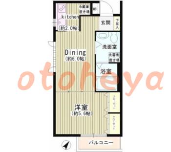防音室のある楽器可 賃貸物件 1 DK 11.7万円の図面１