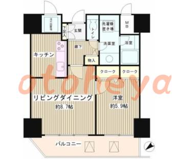 楽器可の賃貸物件 1 LDK 21万円の図面１