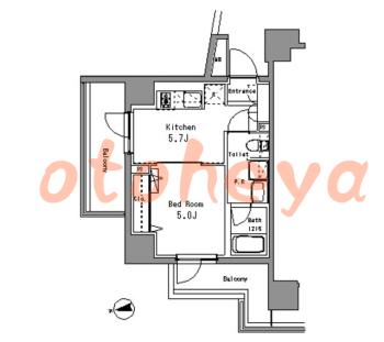 防音室のある楽器可 賃貸物件 1 DK 10.9万円の図面１