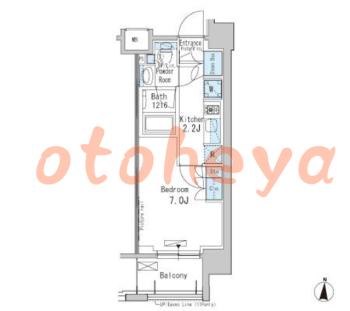 防音室のある楽器可 賃貸物件 1 K 12万円の図面１