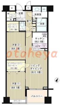 楽器可の賃貸物件 2 LDK 27.4万円の図面１