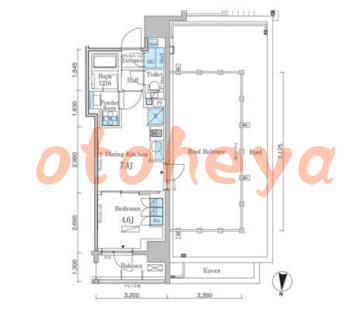 楽器可の賃貸物件 1 DK 16.3万円の図面１