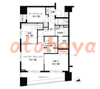 防音室のある楽器可 賃貸物件 2 SLDK 26万円の図面１