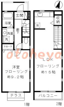 楽器可の賃貸物件 1 LDK 17.5万円の図面１