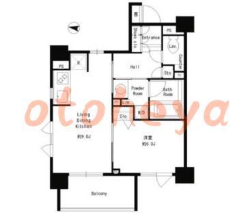 楽器可の賃貸物件 1 LDK 18.2万円の図面１