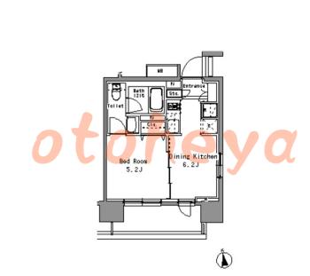 楽器可の賃貸物件 1 DK 11.9万円の図面１