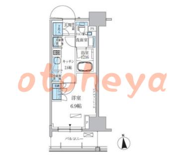 楽器可の賃貸物件 1 K 12.6万円の図面１