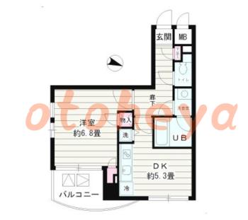 楽器可の賃貸物件 1 DK 10.1万円の図面１
