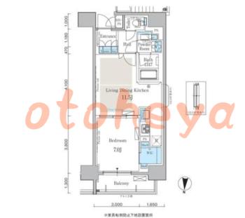 楽器可の賃貸物件 1 LDK 20.8万円の図面１