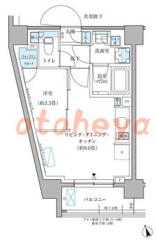 防音室のある楽器可 賃貸物件 1 LDK 21.7万円の図面１
