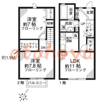 防音室のある楽器可 賃貸物件 2 LDK 10.2万円の図面１