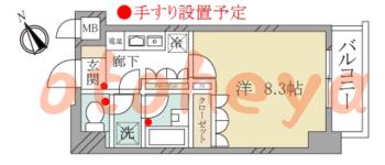 防音室のある楽器可 賃貸物件 1 K 8.5万円の図面１