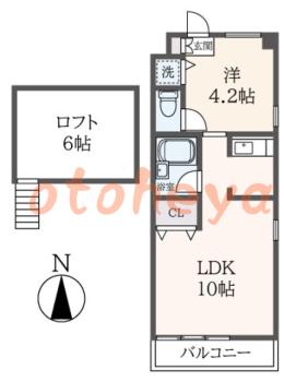 防音室のある楽器可 賃貸物件 1 LDK 7.9万円の図面１
