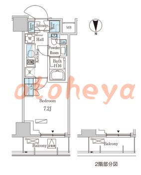 楽器可の賃貸物件 1 K 15.2万円の図面１