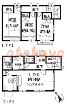 防音室のある楽器可 賃貸物件 3 LDK 18.6万円の図面１