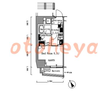 jr物件 1 K 10.4万円の図面１