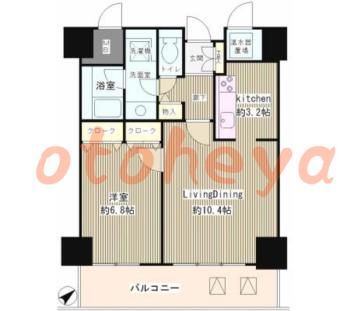 楽器可の賃貸物件 1 LDK 21.3万円の図面１