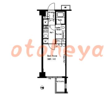 楽器可の賃貸物件 1 K 11.1万円の図面１