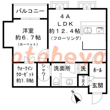 防音室のある楽器可 賃貸物件 1 LDK 16万円の図面１