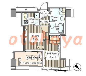 楽器可の賃貸物件 1 DK 18.3万円の図面１
