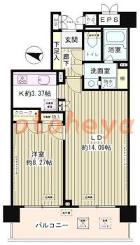 防音室のある楽器可 賃貸物件 1 LDK 23万円の図面１