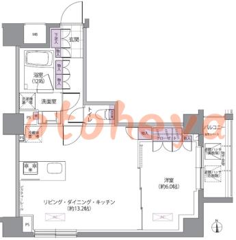 楽器可の賃貸物件 1 LDK 19.2万円の図面１