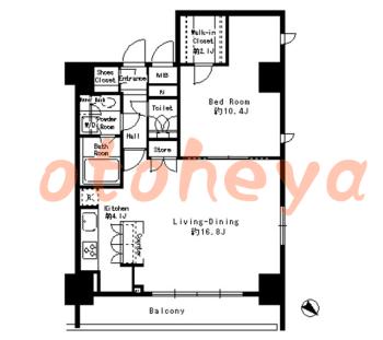 楽器可の賃貸物件 1 LDK 30万円の図面１