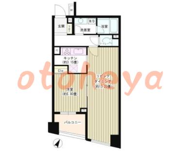 楽器可の賃貸物件 1 LDK 18.8万円の図面１