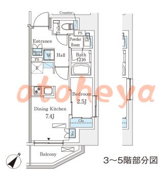 防音室のある楽器可 賃貸物件 1 DK 19.8万円の図面１
