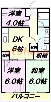 防音室のある楽器可 賃貸物件 3 DK 8万円の図面１