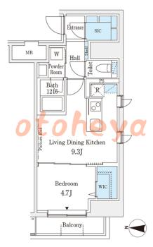 楽器可の賃貸物件 1 LDK 20万円の図面１