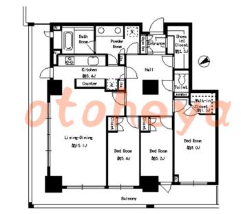 楽器可の賃貸物件 3 LDK 65.5万円の図面１